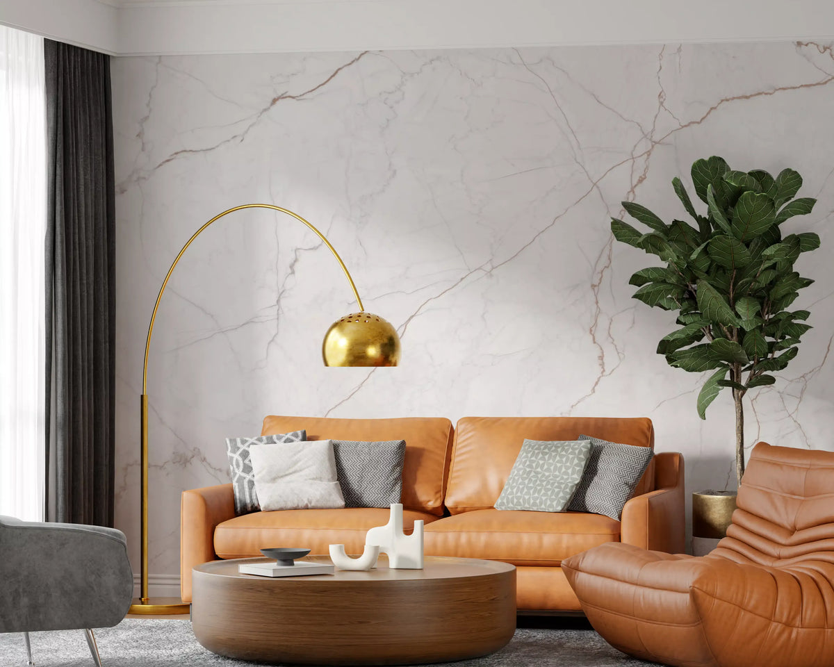Subtle Rose Veined Marble Wall Mural