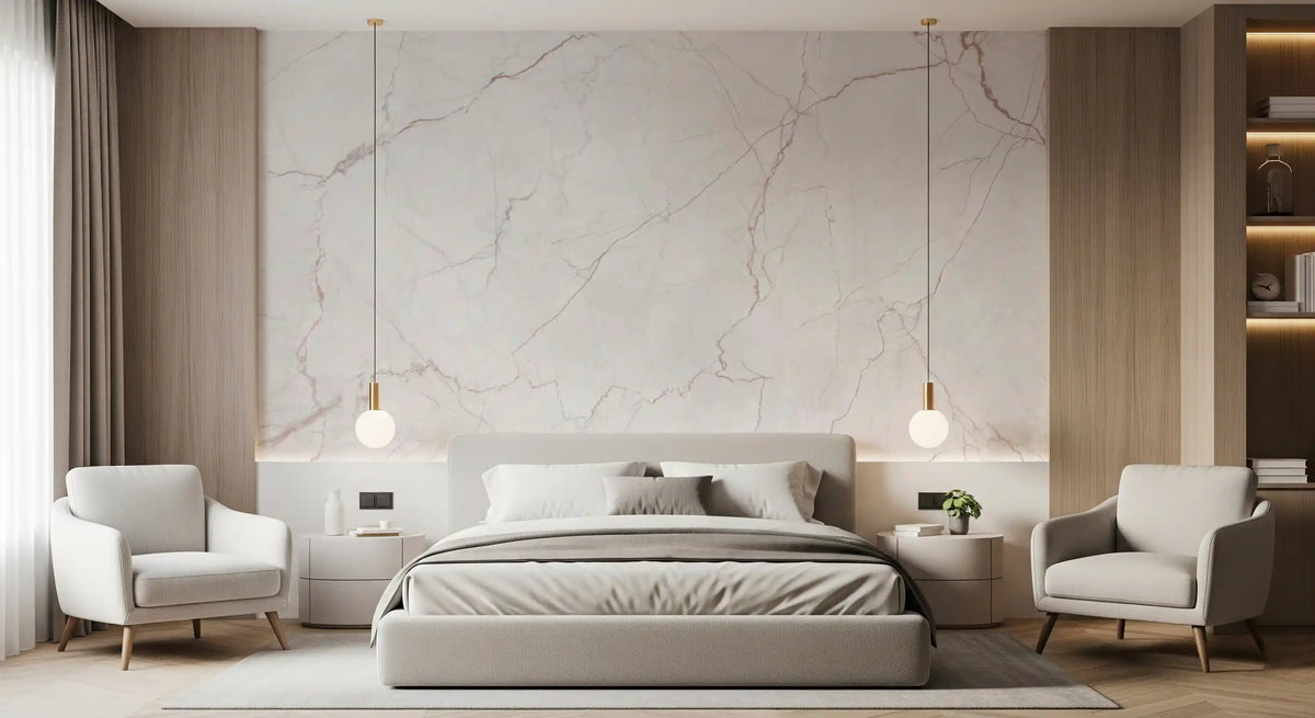 Subtle Rose Veined Marble Wall Mural