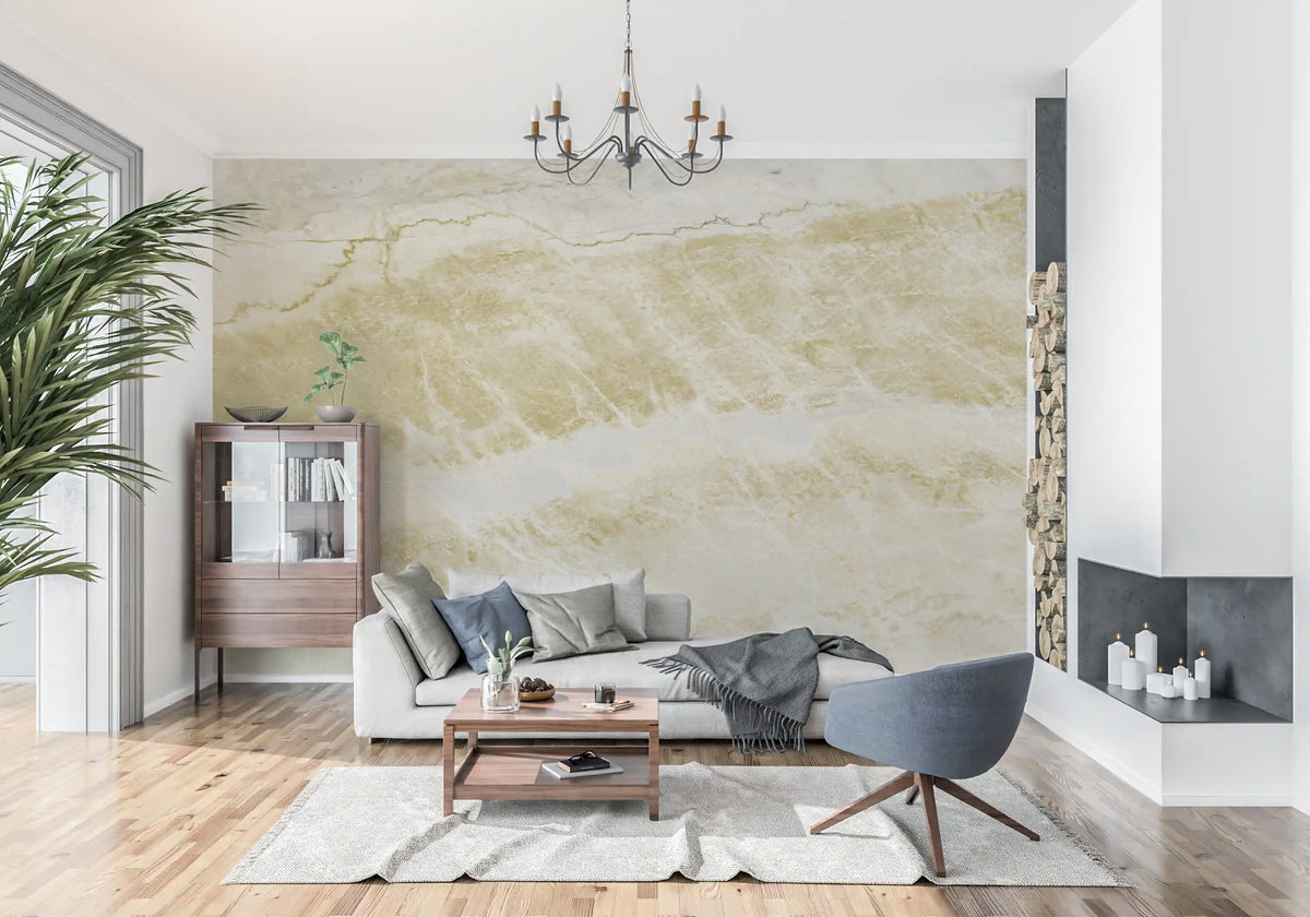 Golden Veined Stone Surface Wall Mural