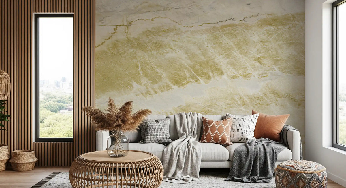 Golden Veined Stone Surface Wall Mural