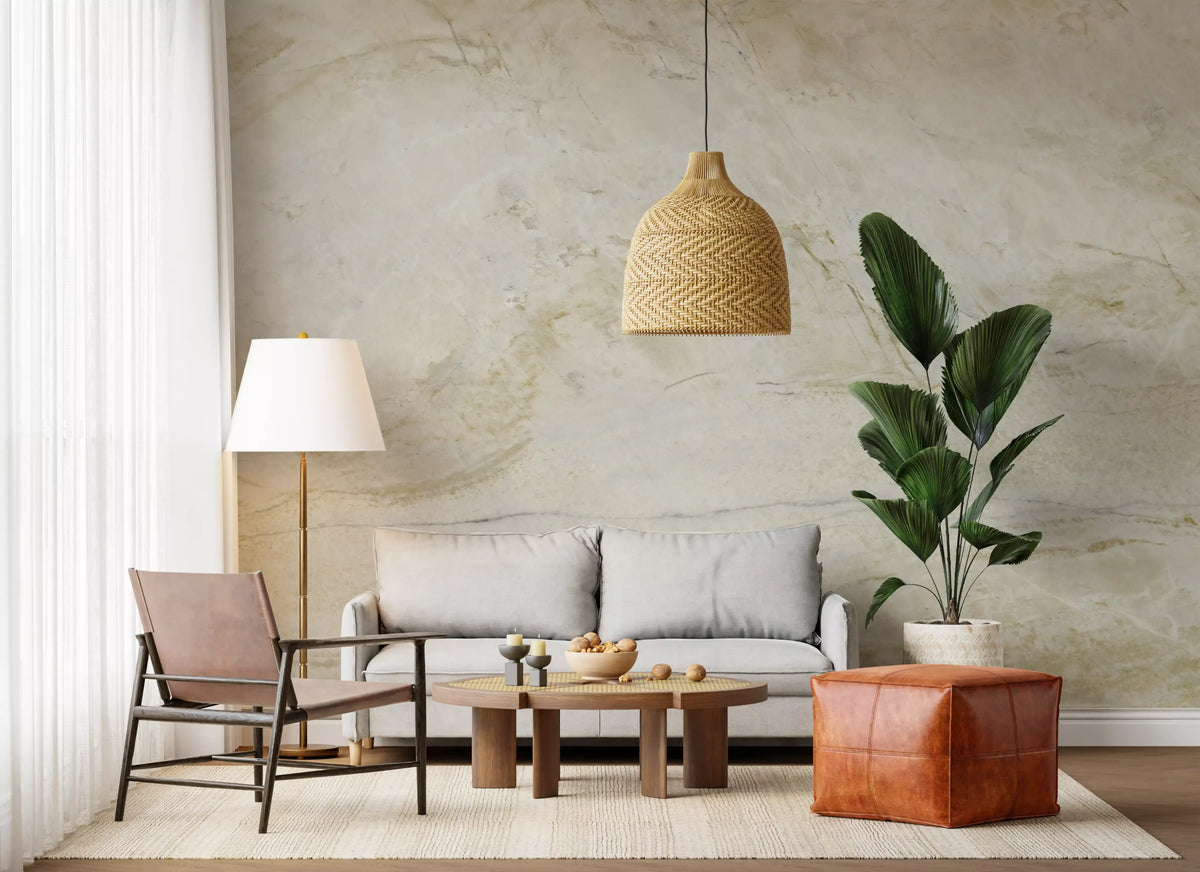 Cream and Gold Marble Vein Wall Mural