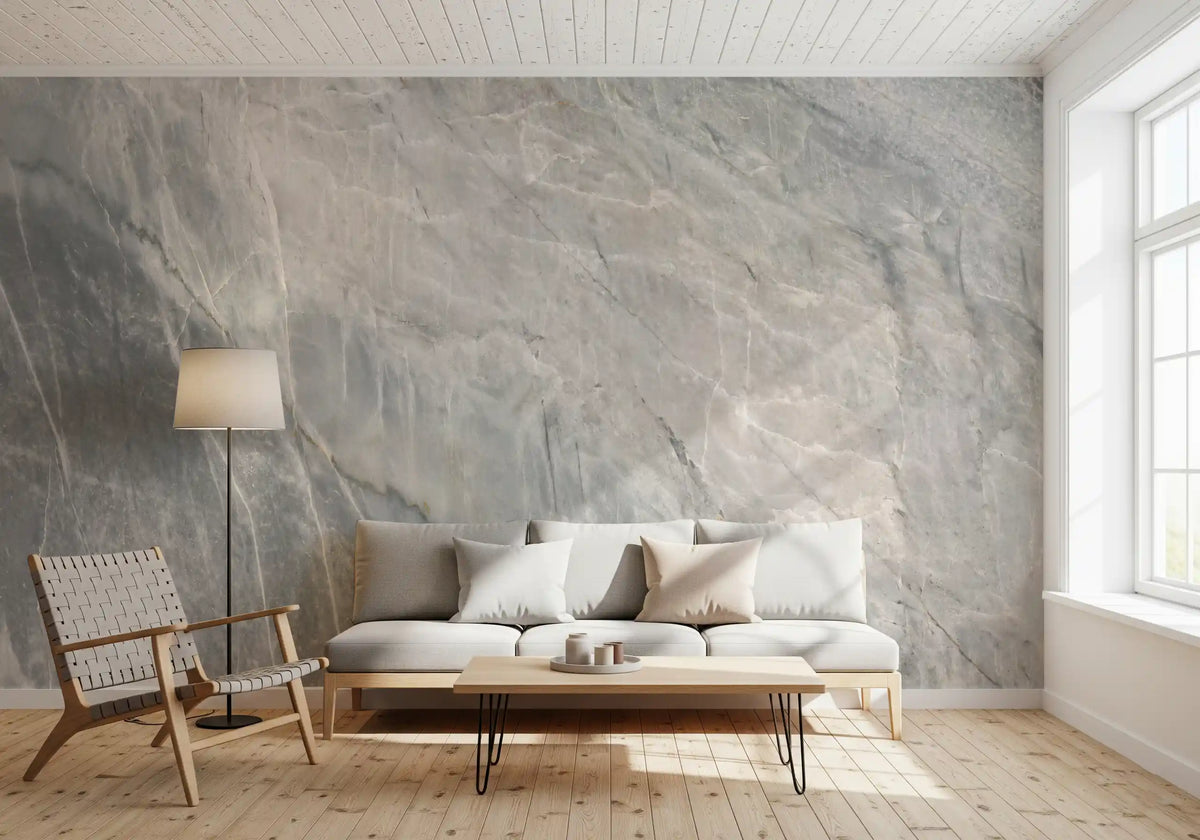 Serene Grey Marble Slab Texture Wall Mural
