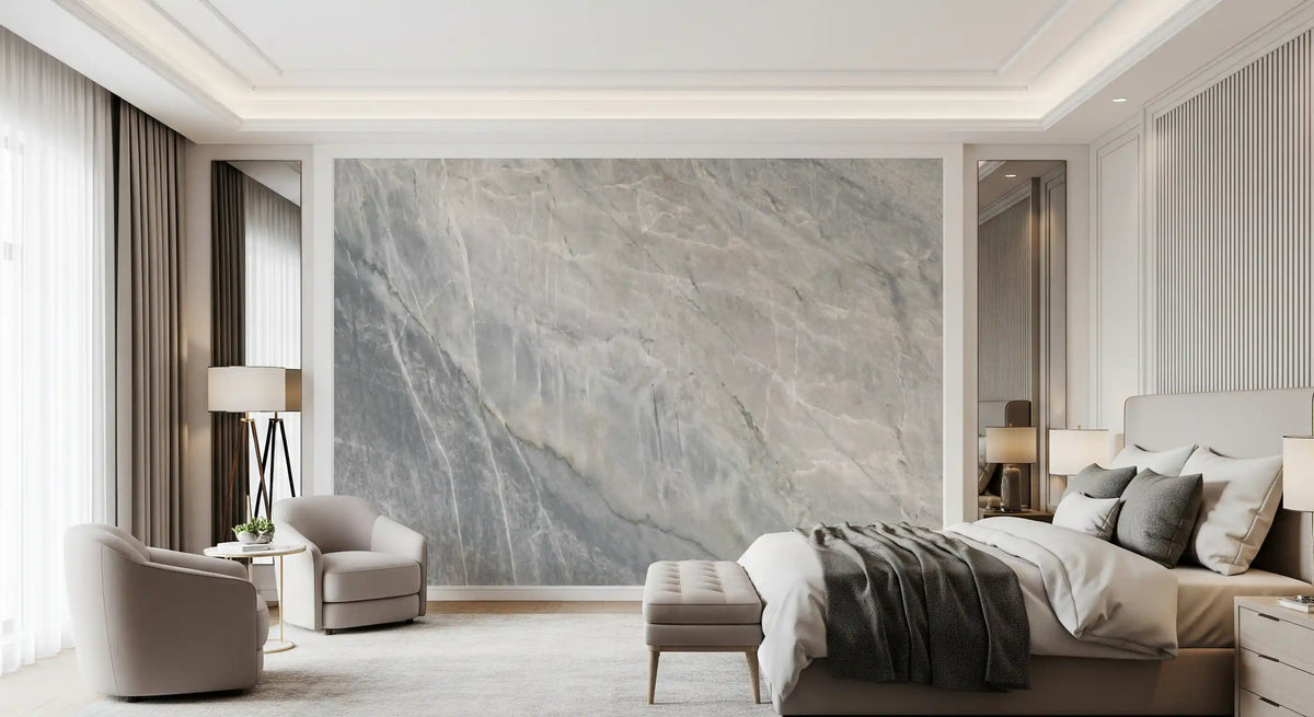 Serene Grey Marble Slab Texture Wall Mural