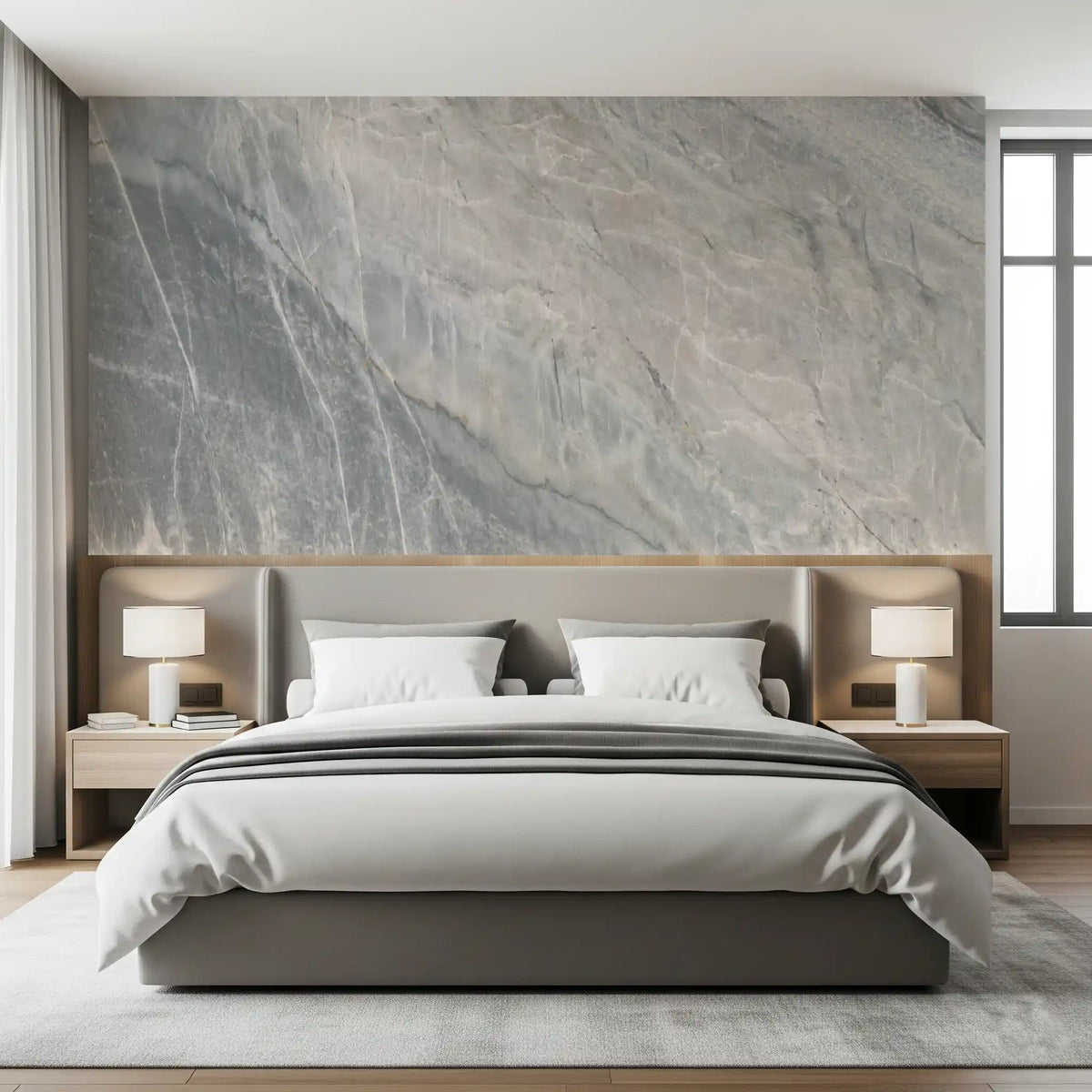 Serene Grey Marble Slab Texture Wall Mural