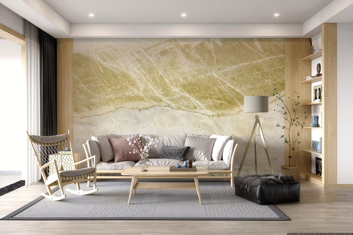Golden Veined Stone Slab Wall Mural