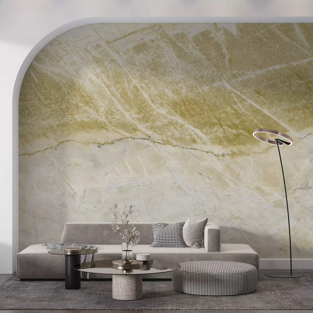 Golden Veined Stone Slab Wall Mural