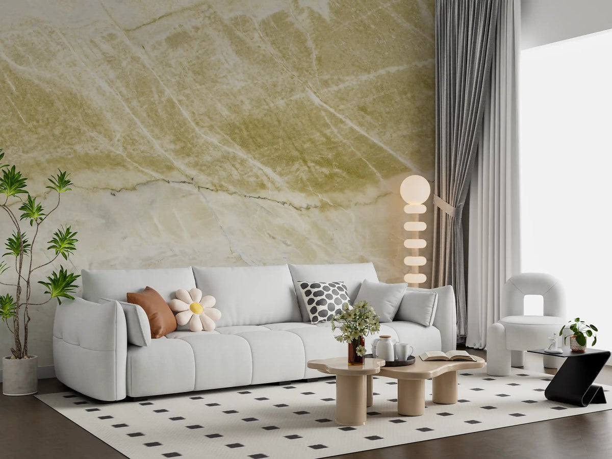 Golden Veined Stone Slab Wall Mural
