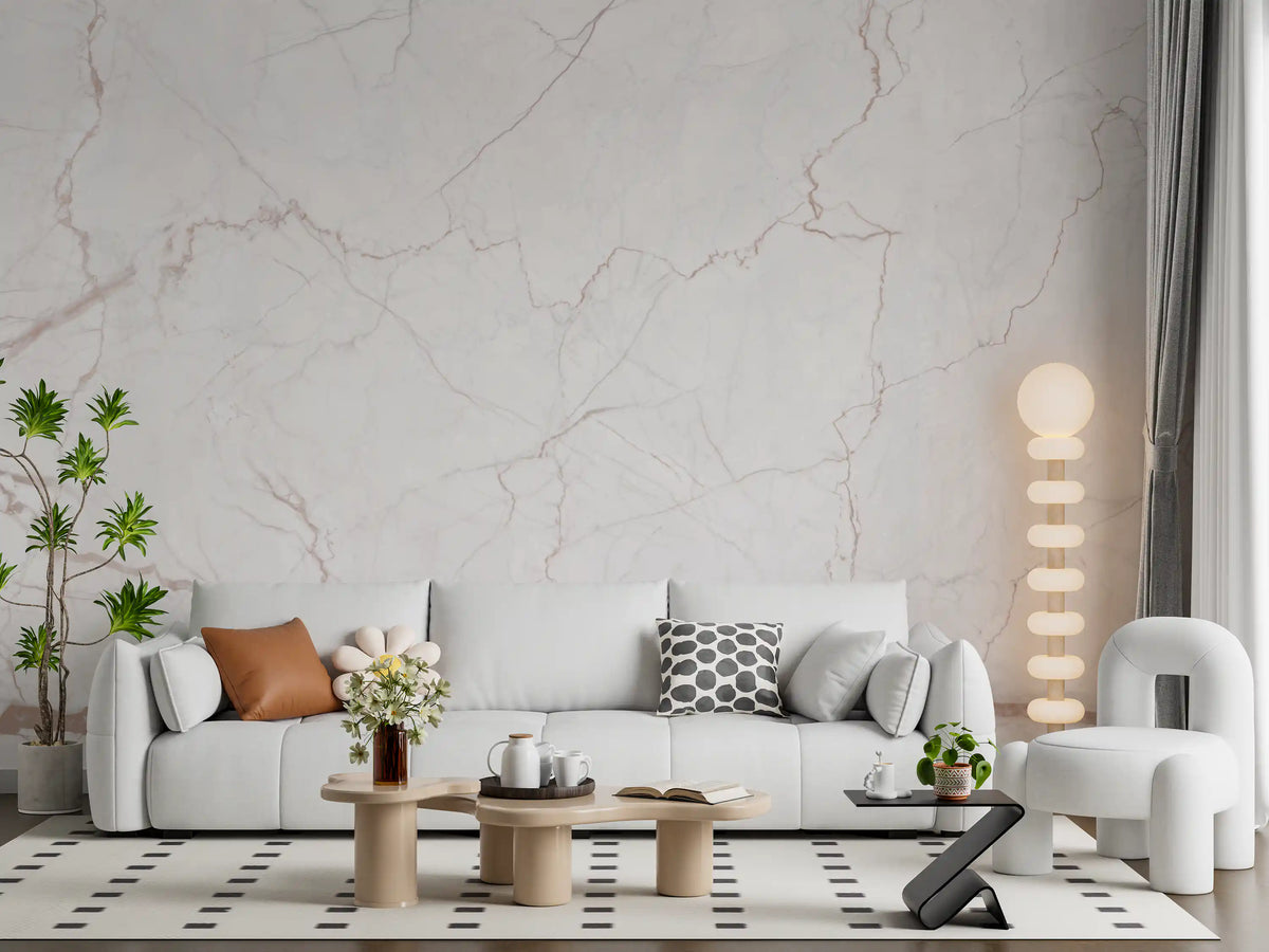 Subtle Blush Marble Veining Wall Mural