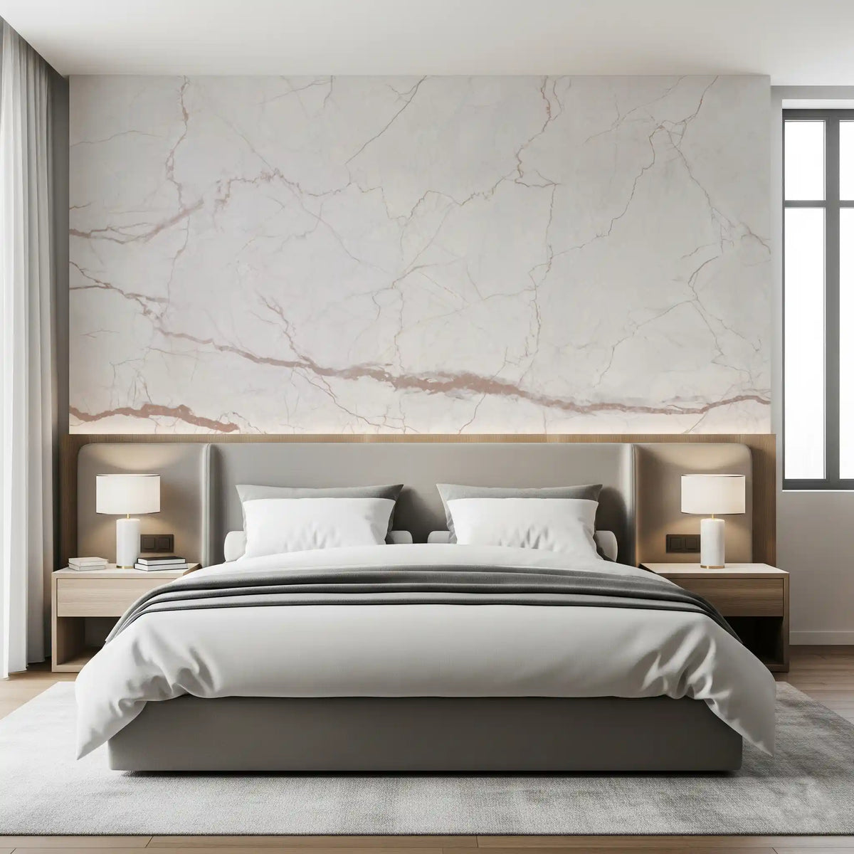 Subtle Blush Marble Veining Wall Mural