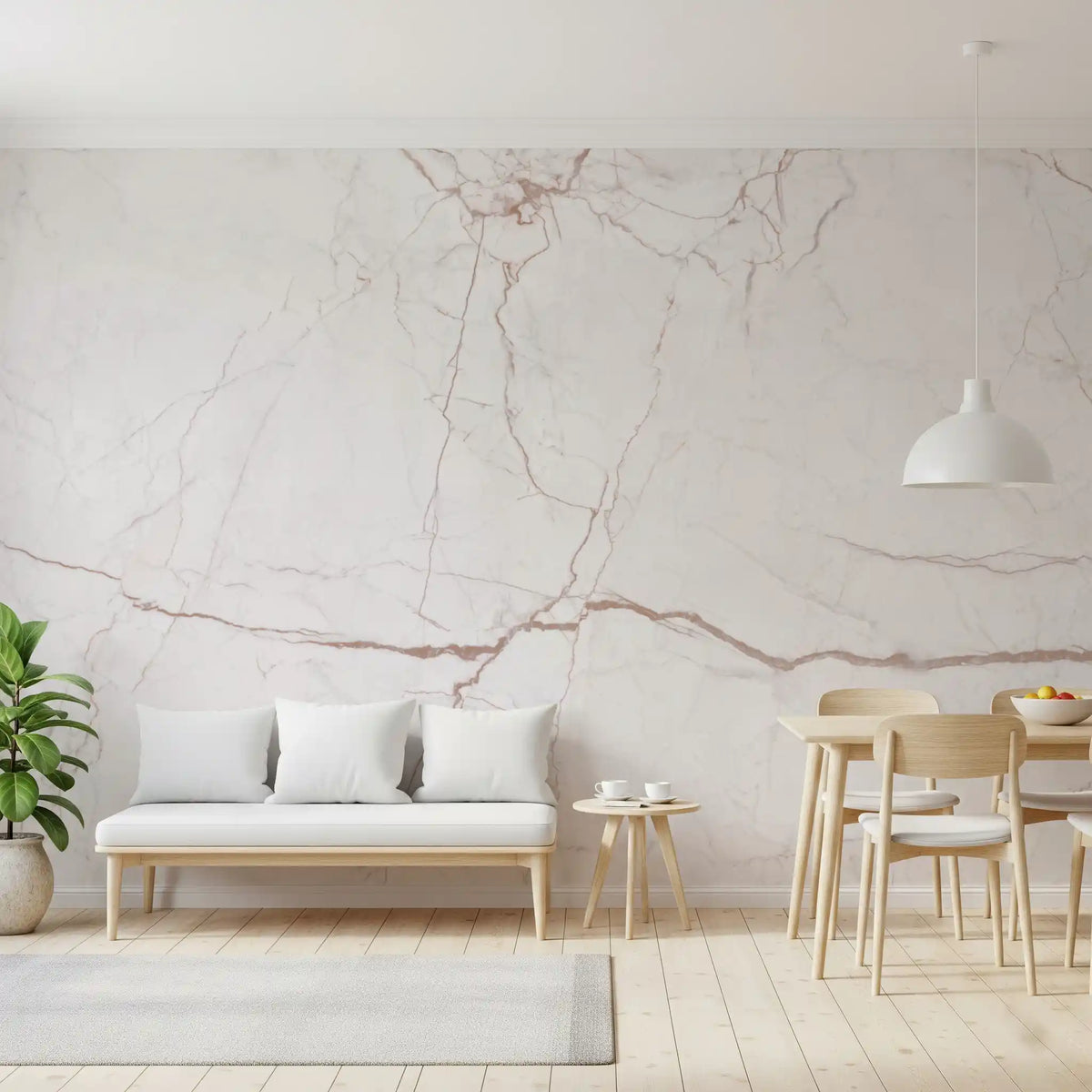Blush Veined Marble Stone Wall Mural