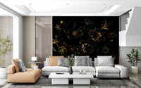 Opulent Gold Petal Still Life Wall Mural