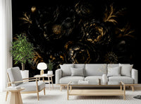 Opulent Gold Petal Still Life Wall Mural