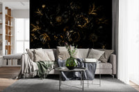 Opulent Gold Petal Still Life Wall Mural