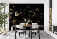 Opulent Gold Petal Still Life Wall Mural