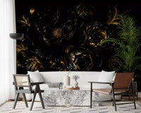 Opulent Gold Petal Still Life Wall Mural