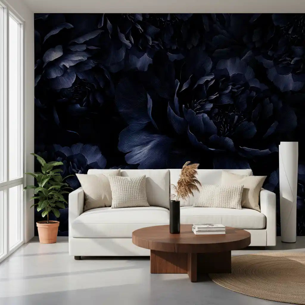 Midnight Peony Bloom Wall Mural