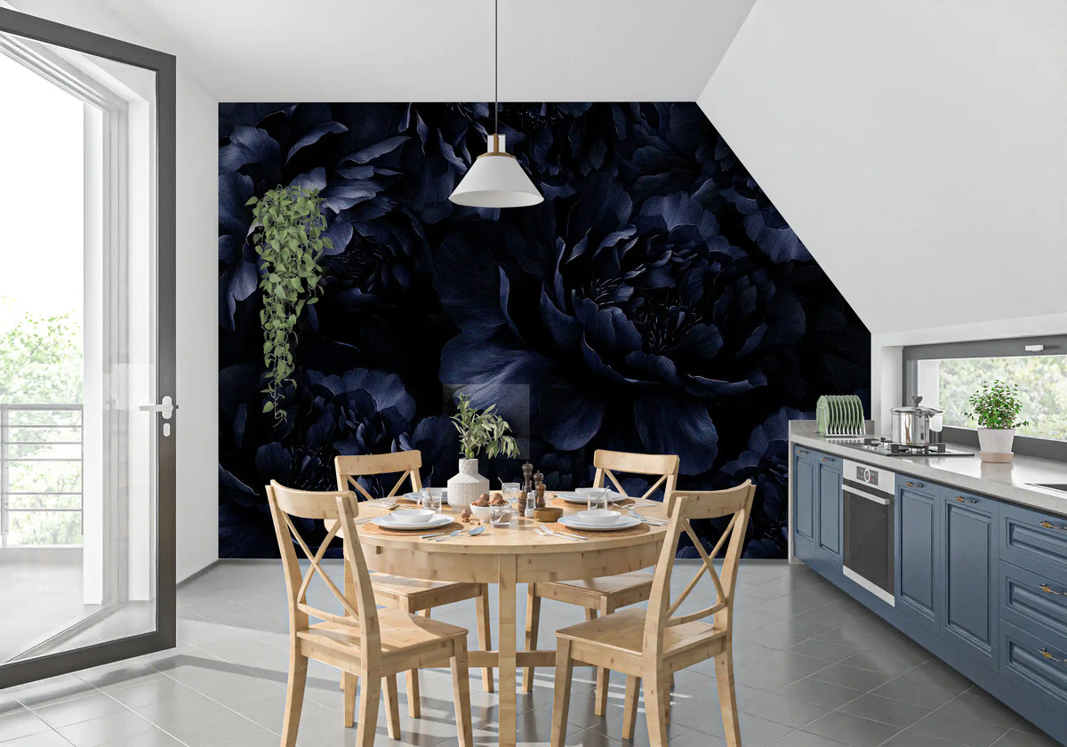 Midnight Peony Bloom Wall Mural