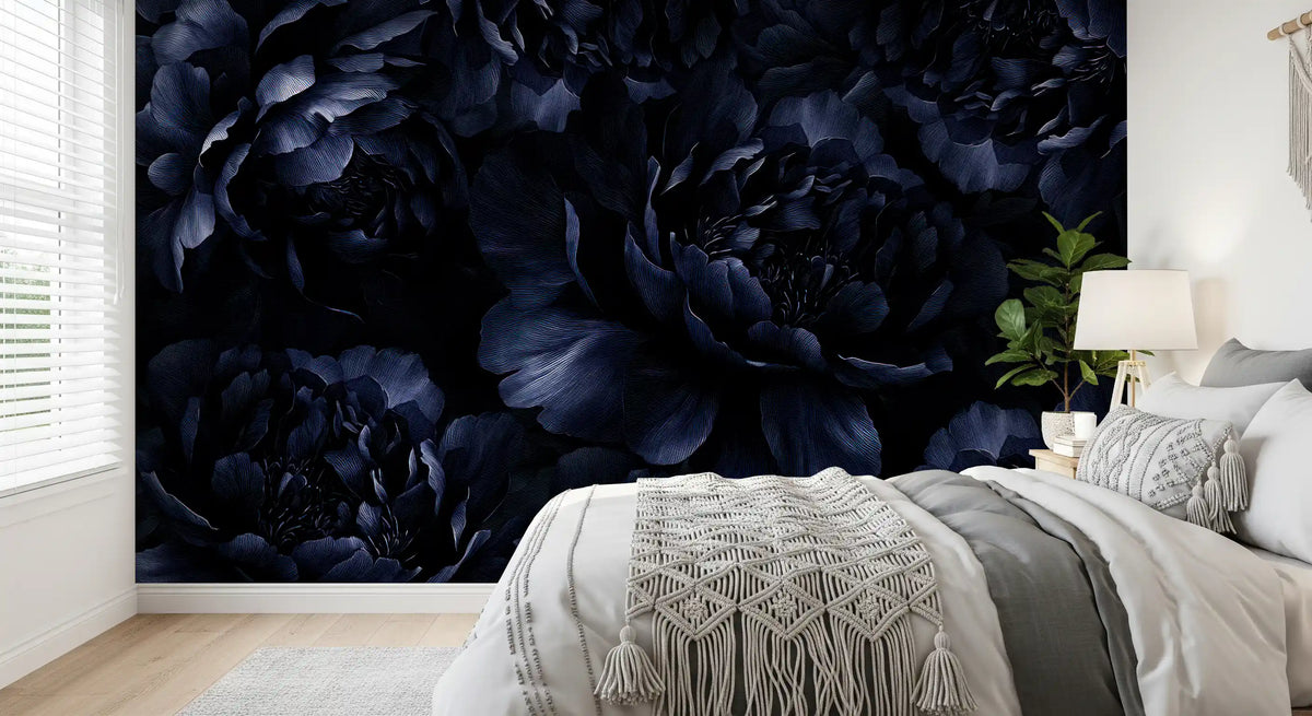 Midnight Peony Bloom Wall Mural