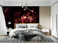 Midnight Crimson Bloom Wall Mural