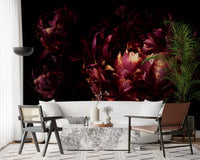 Midnight Crimson Bloom Wall Mural