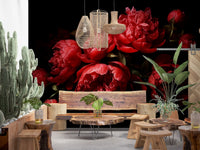 Crimson Peony Bloom Wall Mural