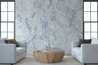 Cool Blue Marble Veining Wall Mural