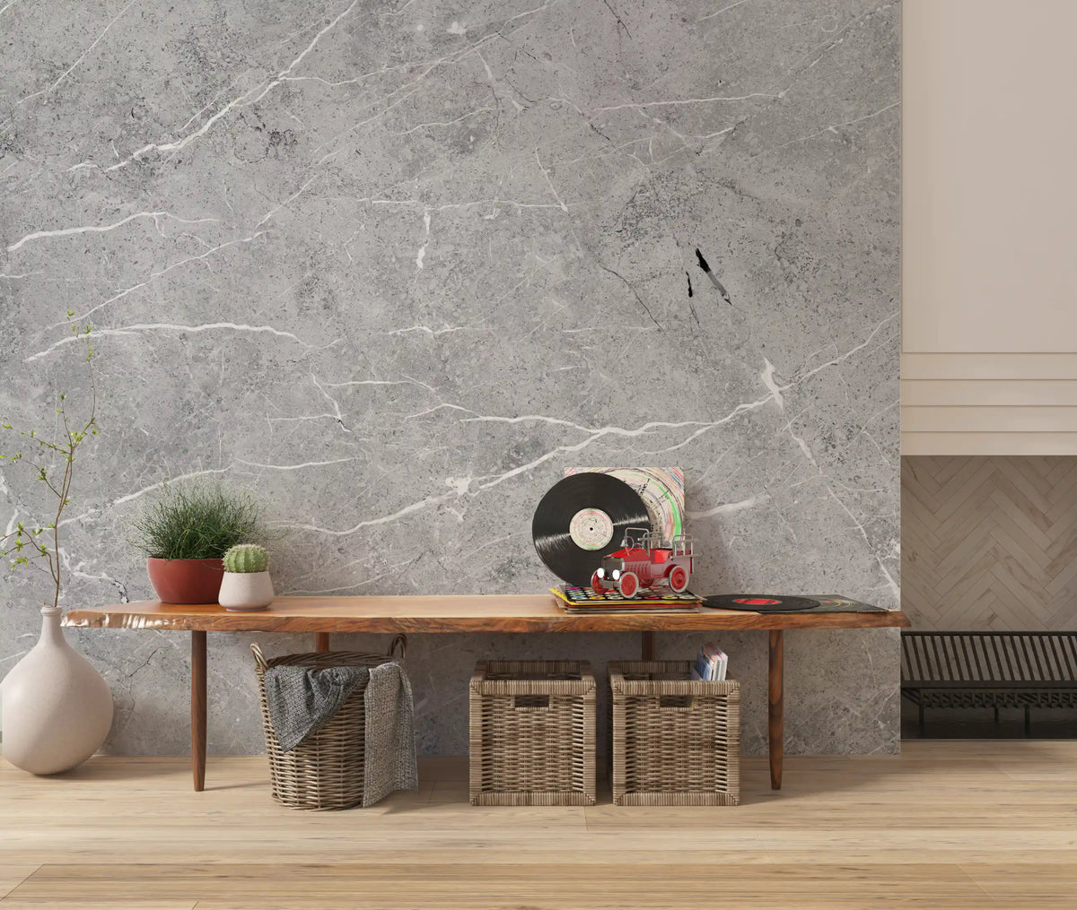 Cool Grey Stone Texture Wall Mural