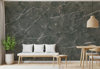Charcoal Veined Marble Slab Wall Mural