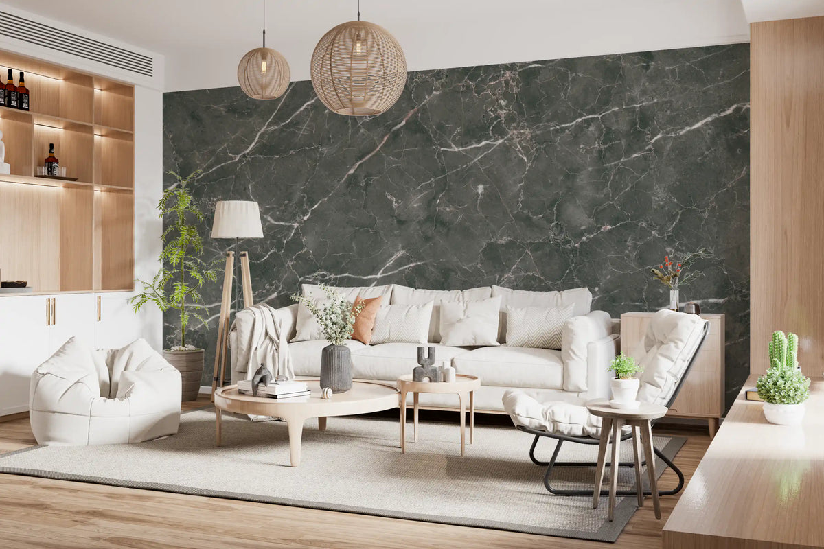 Charcoal Veined Marble Slab Wall Mural