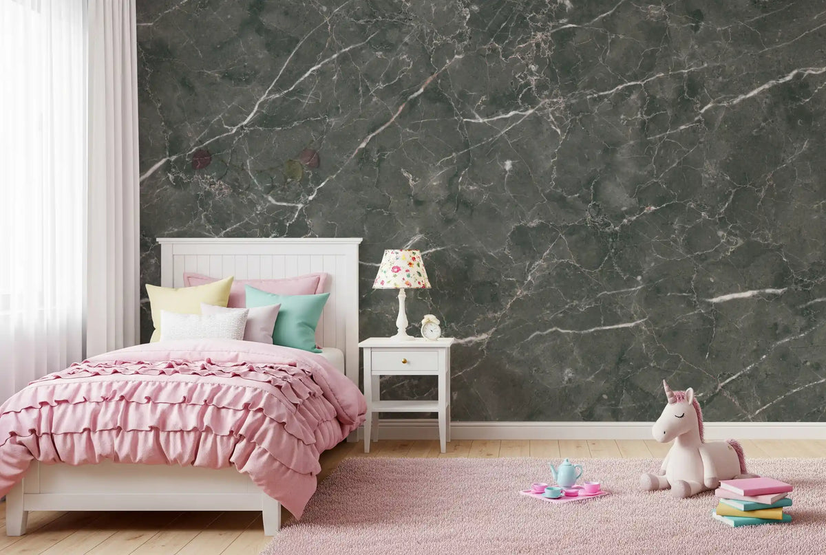 Charcoal Veined Marble Slab Wall Mural