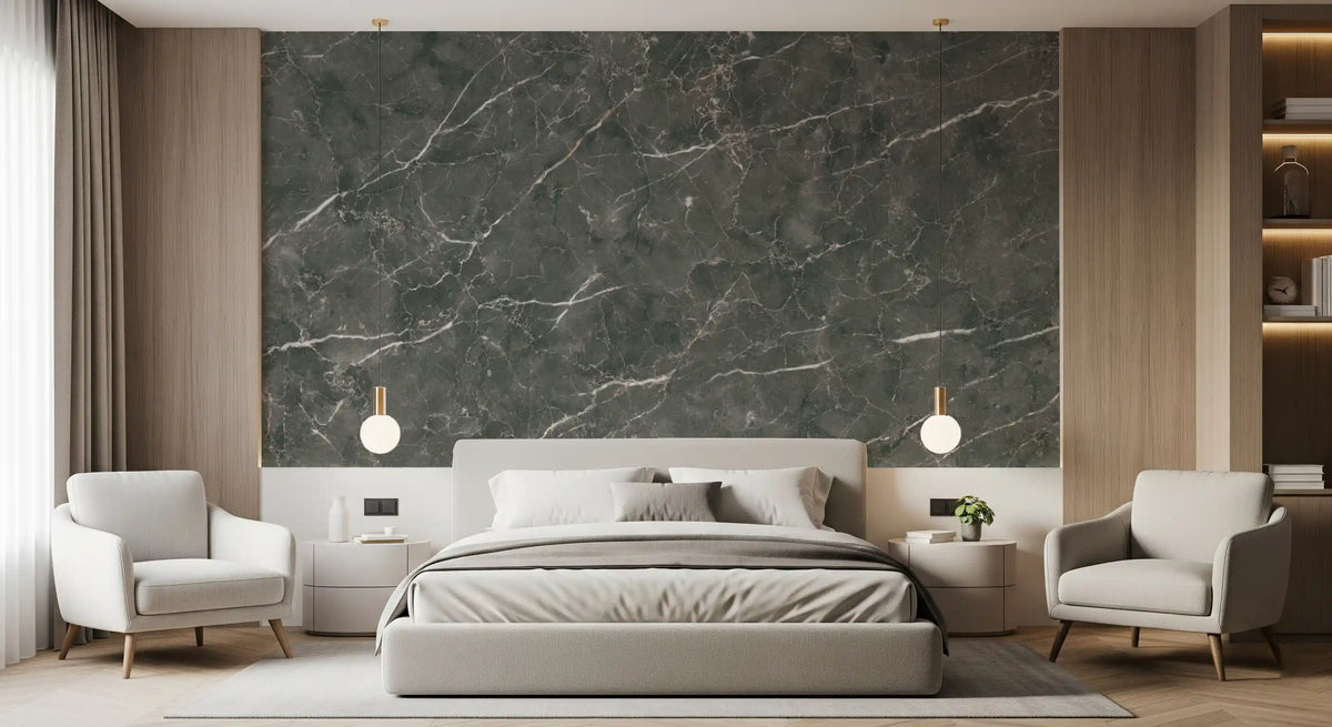 Charcoal Veined Marble Slab Wall Mural
