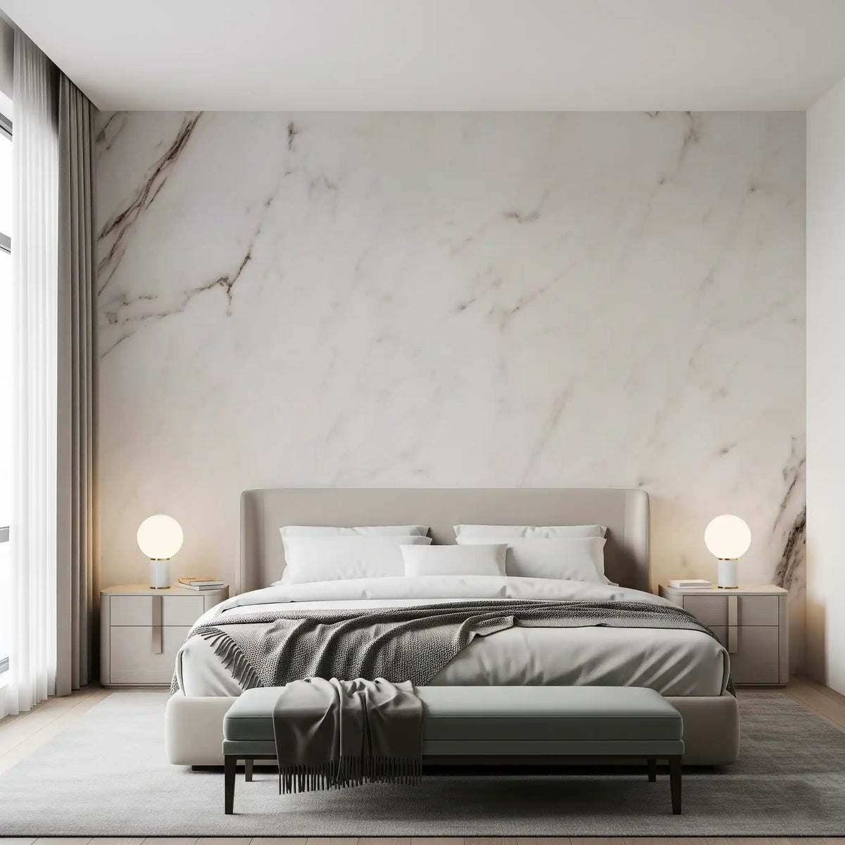 Classic White Marble Stone Texture Wall Mural