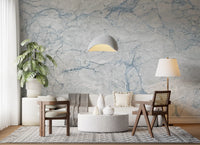 Cool Blue and White Marble Stone Wall Mural