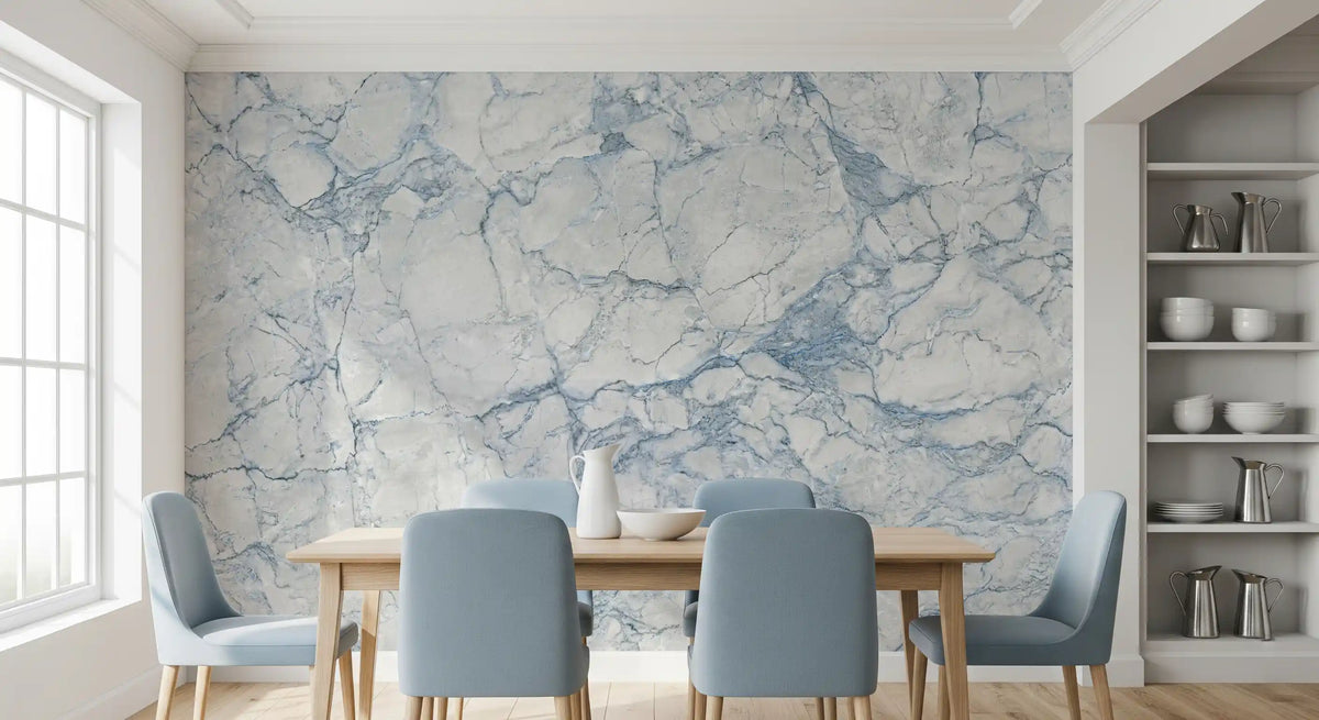 Azure Marble Vein Surface Wall Mural
