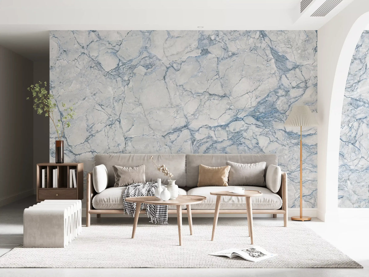 Azure Marble Vein Surface Wall Mural