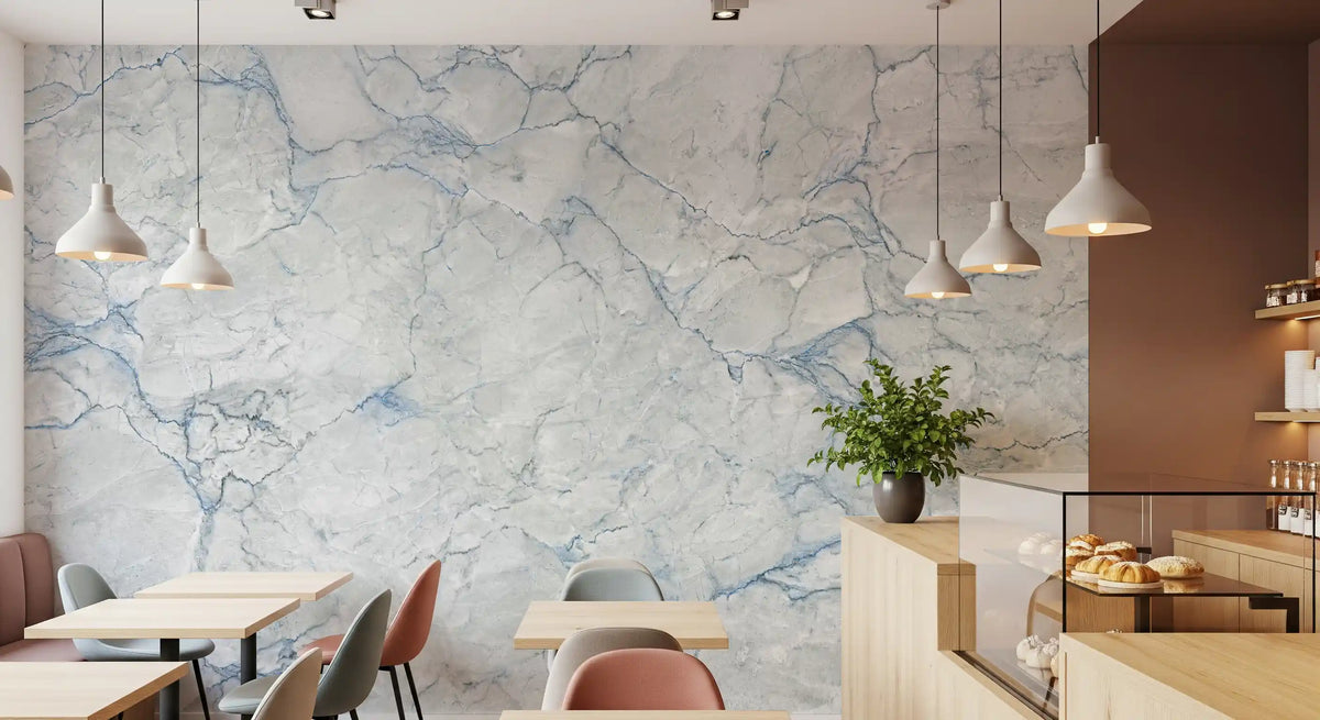 Cool Blue Marble Vein Wall Mural
