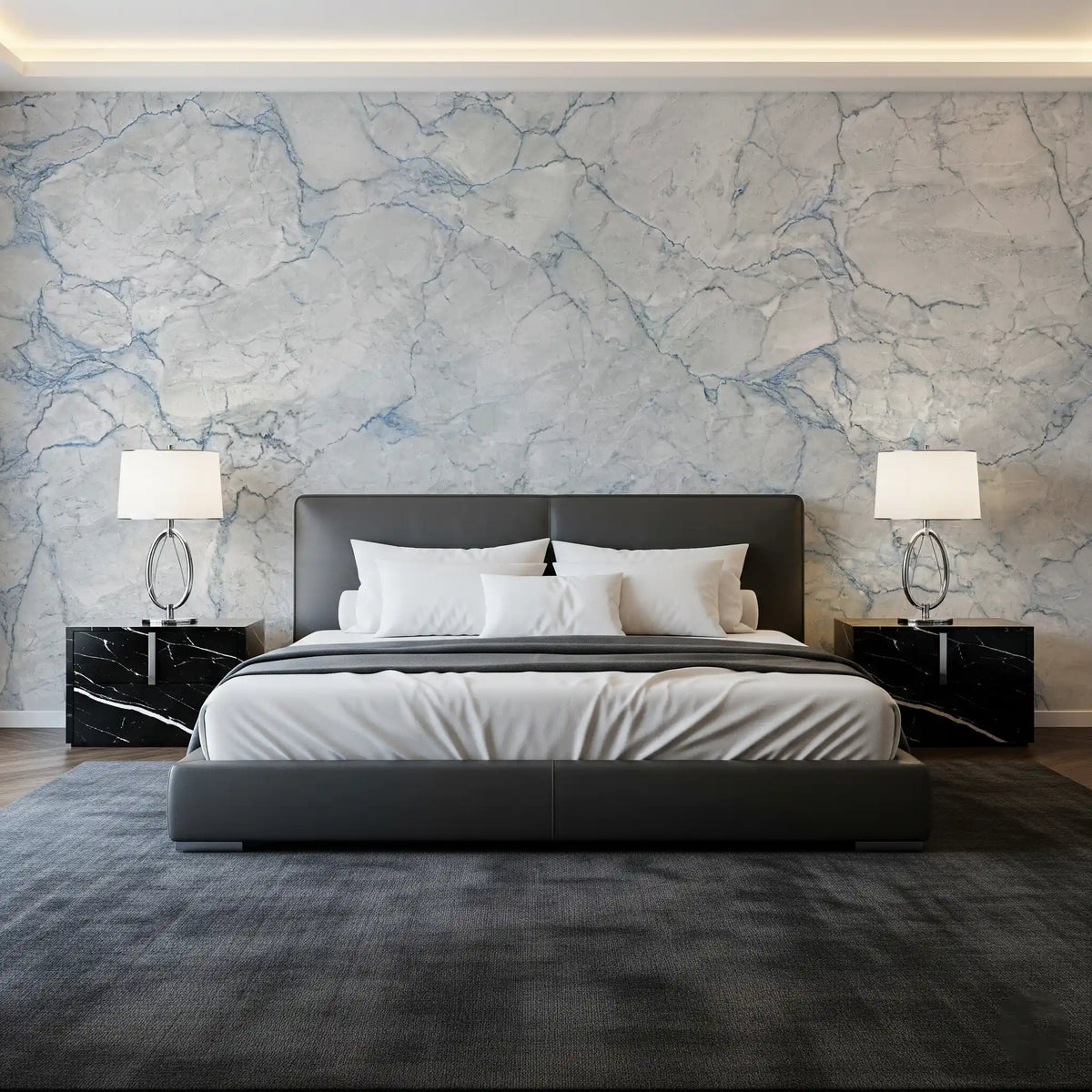 Cool Blue Marble Vein Wall Mural