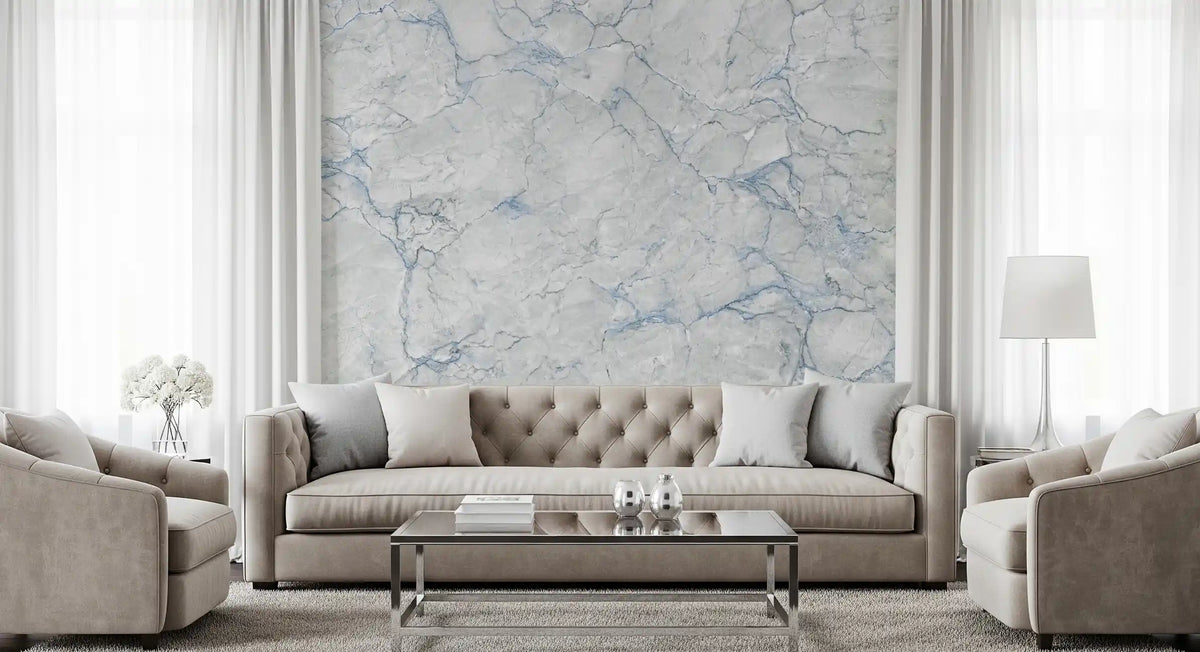 Cool Blue Marble Vein Wall Mural