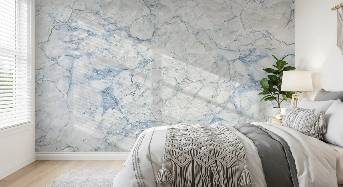 Cool Blue Marble Vein Wall Mural