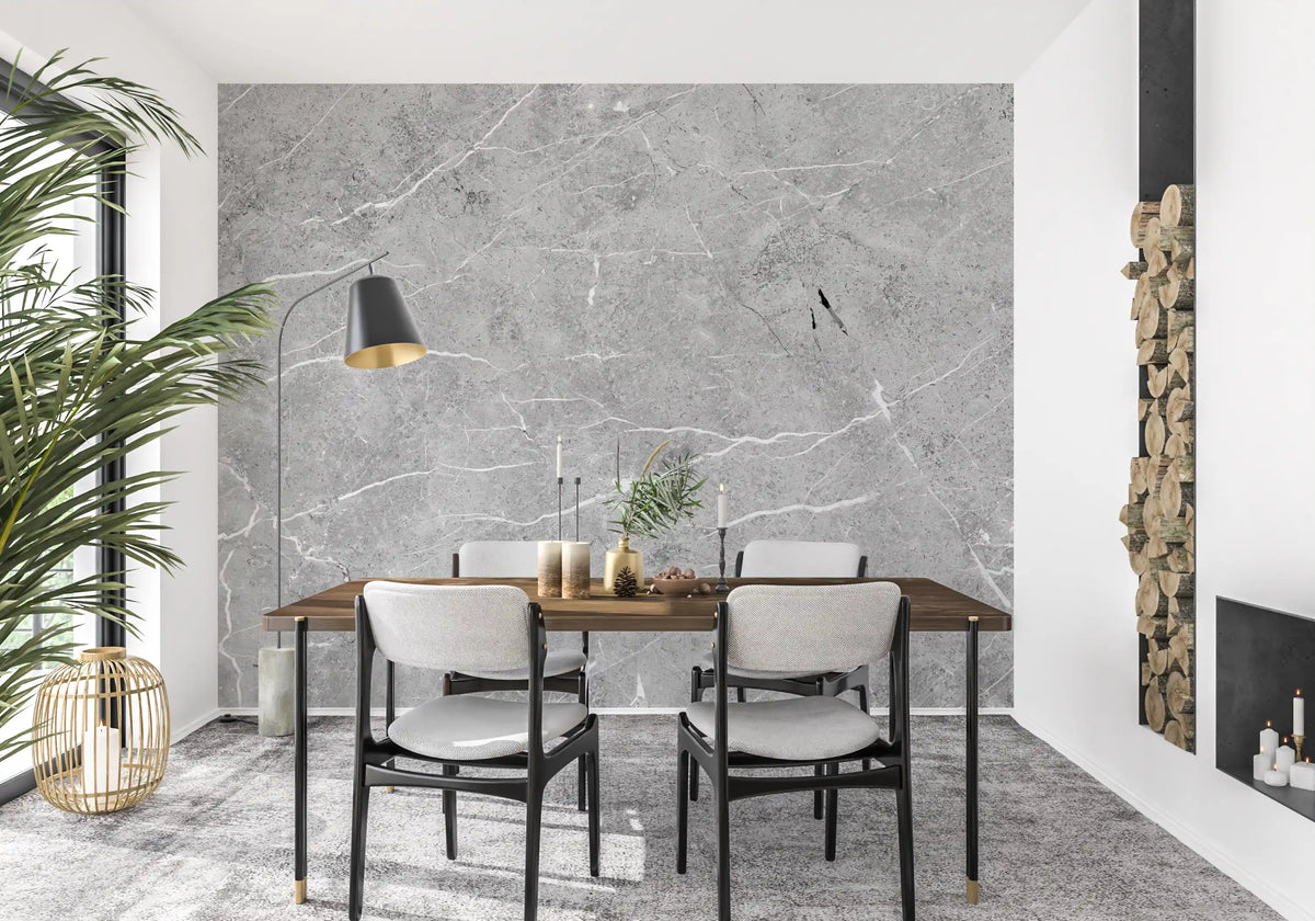Cool Grey Marble Veined Slab Wall Mural