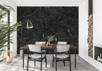 Dark Charcoal Veined Stone Texture Wall Mural
