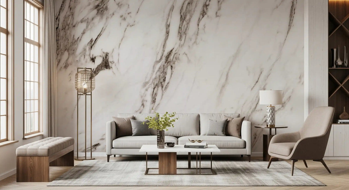 Classic White Marble Vein Texture Wall Mural