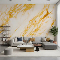 Golden Veined Marble Slab Wall Mural