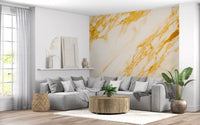 Golden Veined Marble Slab Wall Mural