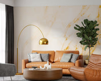 Golden Veined White Marble Slab Wall Mural