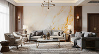 Golden Veined White Marble Slab Wall Mural