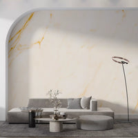 Golden Veined White Marble Wall Mural