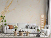 Golden Veined White Marble Wall Mural