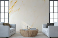 Golden Veined White Marble Wall Mural