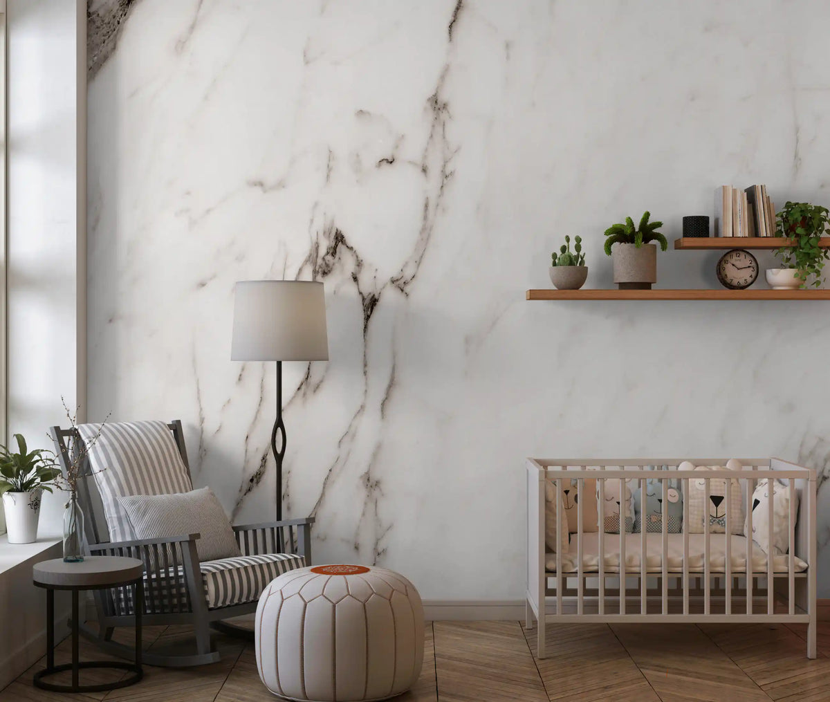 Monochrome Marble Veining Wall Mural